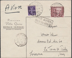 69 - 1933 - Lettera Di Posta Aerea Da Savona Diretta In Svizzera, Affrancata Con Posta Aerea L. 1 + Imperiale L.3 N. P.a - Storia Postale (Posta Aerea)