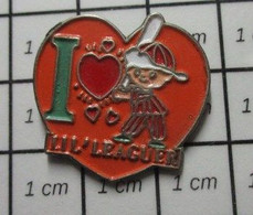 413i Pin's Pins / Beau Et Rare / SPORTS / BASE-BALL COEUR ORANGE I LOVE LIL'LEAGUER - Baseball