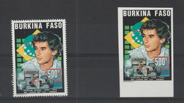 Burkina Faso 1995 Pilotes Automobiles Senna 938 + Non Dentelé, 2 Val ** MNH - Burkina Faso (1984-...)