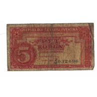 Billet, Tchécoslovaquie, 5 Korun, 1949, 1949-01-25, KM:68a, AB - Cecoslovacchia