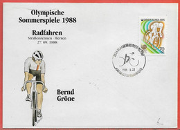 Delcampe - SPORT CYCLISME COREE DU SUD LETTRE FDC JEUX OLYMPIQUES DE 1988 - Cyclisme