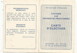 Carte D'électeur ,élections Aux Conseils De Prud'hommes ,salariés,industrie, 1979 , 85,Vendée ,La Roche Sur Yon - Zonder Classificatie
