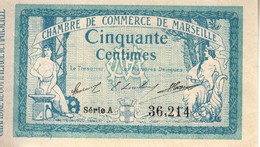 BON - BILLET - MONNAIE - 50 CENTIMES CHAMBRE DE COMMERCE 1914 DE MARSEILLE BOUCHES DU RHÔNE -  13000  - SÉRIE A N° 36214 - Camera Di Commercio
