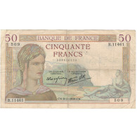 France, 50 Francs, Cérès, 1933, R.11461, TB+, Fayette:18.34, KM:85b - 50 F 1934-1940 ''Cérès''