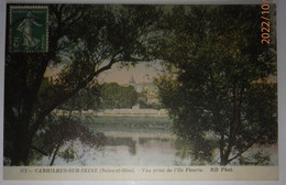 78 Yvelines CPA Colorisée Carrières Sur Seine Vue Prise De L'Ile Fleurie 1912 - Carrières-sur-Seine