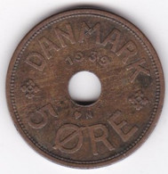 Danemark 5 Ore 1939 , Christian X, En Bronze , KM# 828 - Danemark