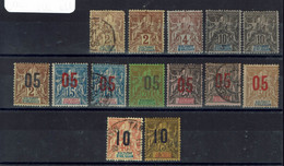 Anjouan - 1892-1912 - Quatorze Timbres - Cote 64 Euros - OB - X - (X) - - Usati