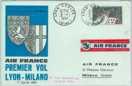 83142 - FRANCE - Postal History - FIRST FLIGHT: Lyon \ Milano  # 541 AA  1964 - Autres & Non Classés