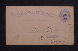 CANADA - Entier Postal Type Victoria De Hagersville  Pour Hamilton En 1884 - L 132558 - Cartas & Documentos