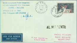 83143 - FRANCE - Postal History - FIRST FLIGHT: Lyon \ Milano  # 541 AA  1964 - Otros & Sin Clasificación