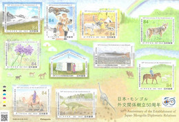 JAPAN, 2022, MNH, DIPLOMATIC RELATIONS WITH MONGOLIA, BIRDS, FISH, DINOSAURS, CAMELS, WOLVES, MOUNTAINS, HORSES,SLT - Vissen