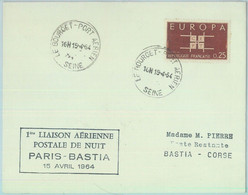 83149 - FRANCE - Postal History - FIRST Night  FLIGHT:   Paris - Bastia 1964 - Altri & Non Classificati