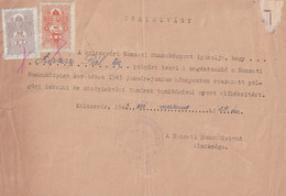 A19503 - 20 FILLER 1934 STAMP HUNGARY COAT OF ARMS STAMPED DOCUMENT CLUJ-NAPOCA ROMANIA KOLOZSVAR NEMZETI MUNKAKOZPONT - Briefe U. Dokumente