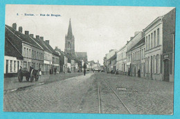 * Eeklo - Eecloo (Oost Vlaanderen) * (Edit Vve Van Cantforts, Papet., Nr 8) Rue De Bruges, Tramway, église, TOP, Rare - Eeklo