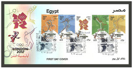 Egypt - 2012 - FDC - ( Olympic Games, London 2012 ) - Complete Set - Strip Of 5 - Brieven En Documenten