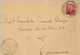 1936 , ALMERIA , SOBRE CIRCULADO ENTRE CABO DE GATA Y VALENCIA - Cartas & Documentos