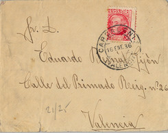 1936 VALENCIA , SOBRE CIRCULADO ENTRE CARCAGENTE Y VALENCIA , LLEGADA AL DORSO - Cartas & Documentos