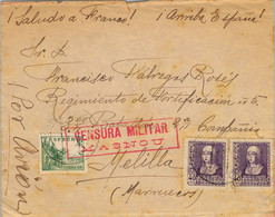 1939 BARCELONA , SOBRE CIRCULADO ENTRE EL MASNOU Y MELILLA , LLEGADA , CENSURA MILITAR - Covers & Documents