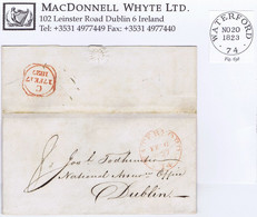 Ireland Waterford Maritime 1827 Second Type Large WATERFORD/74 Town Mileage Cds On Letter To Dublin - Préphilatélie