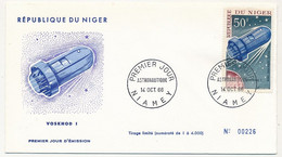 NIGER - 2 Enveloppes FDC - 50F Voshod 1 + 100F Gemini VI Et VII - Astronautique - NIAMEY - 14 Octobre 1966 - Niger (1960-...)