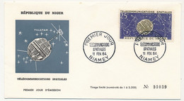 NIGER - 2 Enveloppes FDC - 25F Telstar + 100F Relay - Télécommunications Spatiales - NIAMEY - 11 Février 1964 - Niger (1960-...)