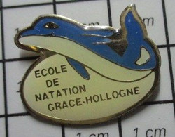 413i Pin's Pins / Beau Et Rare / THEME : SPORTS / DAUPHIN ECOLE DE NATATION GRACE HOLLOGNE Région Wallonne LIEGE - Natation