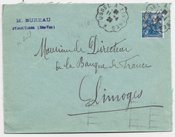 FRANCE JEANNE D'ARC 50C LETTRE CONVOYEUR USSEL LIMOGES 11.4.1929 CORREZE - Railway Post