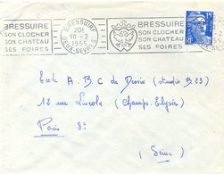 BRESSUIRE DEUX-SEVRES OMec RBV ILLUSTRÉE 10-2-1955 …/ SON CLOCHER / SON CHATEAU / SES FOIRES - Mechanical Postmarks (Advertisement)