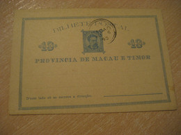 1890 MACAO Cancel Bilhete Postal 10 Reis + TIMOR Postal Stationery Card PORTUGAL Colonies China Chine - Storia Postale