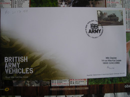 FDC Véhicules De L'armée Britannique, British Army Vehicles, Ajax - 2011-2020 Dezimalausgaben