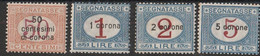222 Dalmazia  1922 - Segnatasse F.lli D’Italia Soprastampati N. 1/4. Cert. Cat. € 240,00 MH - Dalmatien