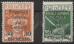 241 Fiume 1920 - Reggenza Italiana Del Carnaro Con Nuova Soprastampa N. Ex. 3/4. Cat. € 900,00. SPL MH - Arbe & Veglia