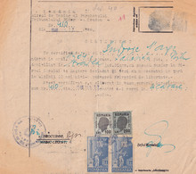 A19525 - TIMBRU JUDICIAR 100 LEI ROMANIA TIMBRU FISCAL 200 LEI STAMPED DOCUMENT 1946 CERTIFICATE BIROUL DE CAZIER - Cartas & Documentos