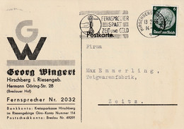 G16  --  POSTKARTE   --  HIRSCHBERG I Rsgb.  --  GEORG WINGERT    --  SCHLESIEN  --  1936 - Sonstige & Ohne Zuordnung