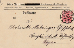 G14  --POSTKARTE   --  BRESLAU  --  MAX NATHAN   --  SCHLESIEN  --  1921 - Sonstige & Ohne Zuordnung