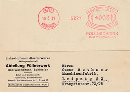 DRUCKSACHE   --  BAD WARMBRUNN -- LINKE - HOFMANN - BUSCH - WERKE  --   SCHLESIEN  --  1931 - Sonstige & Ohne Zuordnung