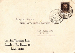 EMPOLI - FIRENZE - CARTOLINA COMMERCIALE "CAV.AVV.VINCENZIO LAMI" - STUDIO IN VIA ROMA - 1935 - Empoli