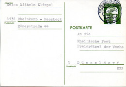 BRD Amtl.Ganzs.-Postkarte P 110b WSt."Bundespräsident Dr. Gustav Heinemann" 30 (Pf) Grün, TSt 22.1.74 DÜSSELDORF - Postkarten - Gebraucht