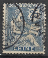 CHINE - Yt. N° 27 (o) 25c Bleu Cote 4,5 Euro Cf  2 Scans Pour état - Gebruikt