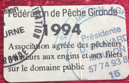 Vignette-☛Fédération De Pêche De Gironde 33 Pêcheurs Amateurs-☛Erinnophilie,Stamp,Timbre,Sticker-Aufkleber-Bollo-Viñeta - Sports