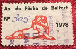 Vignette-☛Association De Pêche De Belfort 90 Pêcheurs Amateurs-☛Erinnophilie,Stamp,Timbre,Sticker-Aufkleber-Bollo-Viñeta - Sports
