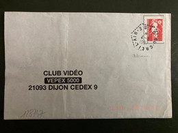 LETTRE TP M. DE BRIAT TVP ROUGE OBL. HEXAGONALE Tiretée VARIETE 4-8 1997 60 CREIL-AIR OISE - Correo Aéreo Militar