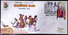 India 2022 Special Cover On Bihu Dance (State Dance Of Assam), Culture Heritage , Music Instrument (**) Inde Indien - Lettres & Documents