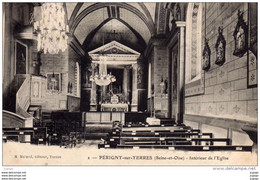 PERIGNY-sur-YERRES  Intérieur De L'Eglise  Carte écrite En 1909  2 Scans  TBE - Perigny