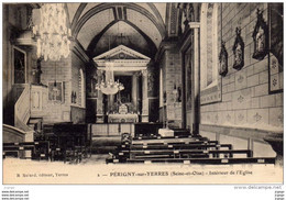 PERIGNY-sur-YERRES Intérieur De L'Eglise  Carte écrite En 1934     2 Scans  TBE - Perigny