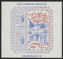 SAINT PIERRE ET MIQUELON BLOC FEUILLET N° 3 Neuf ** Bicentenaire De La Révolution. Cote 11,50 € TB - Blocs-feuillets