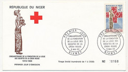 NIGER - 2 Enveloppes FDC - 45f Et 50f Cinquantenaire Fondation De La Ligue Sociétés Croix Rouge - Niamey - 5 Mai 1969 - Niger (1960-...)