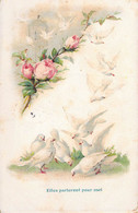 CPA FLEURS - Colombes Et Fleurs Roses - 1905 - Fleurs