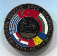 Boxing Box Boxe Pugilato - Balkan Championship 1980, Izmir Turkey, Vintage Pin, Badge, Abzeichen - Boxen