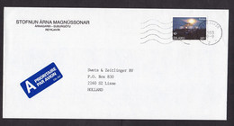 Iceland: Airmail Cover To Netherlands, 1993, 1 Stamp, Perlan Museum, Architecture, Night Sky, A-label (traces Of Use) - Storia Postale